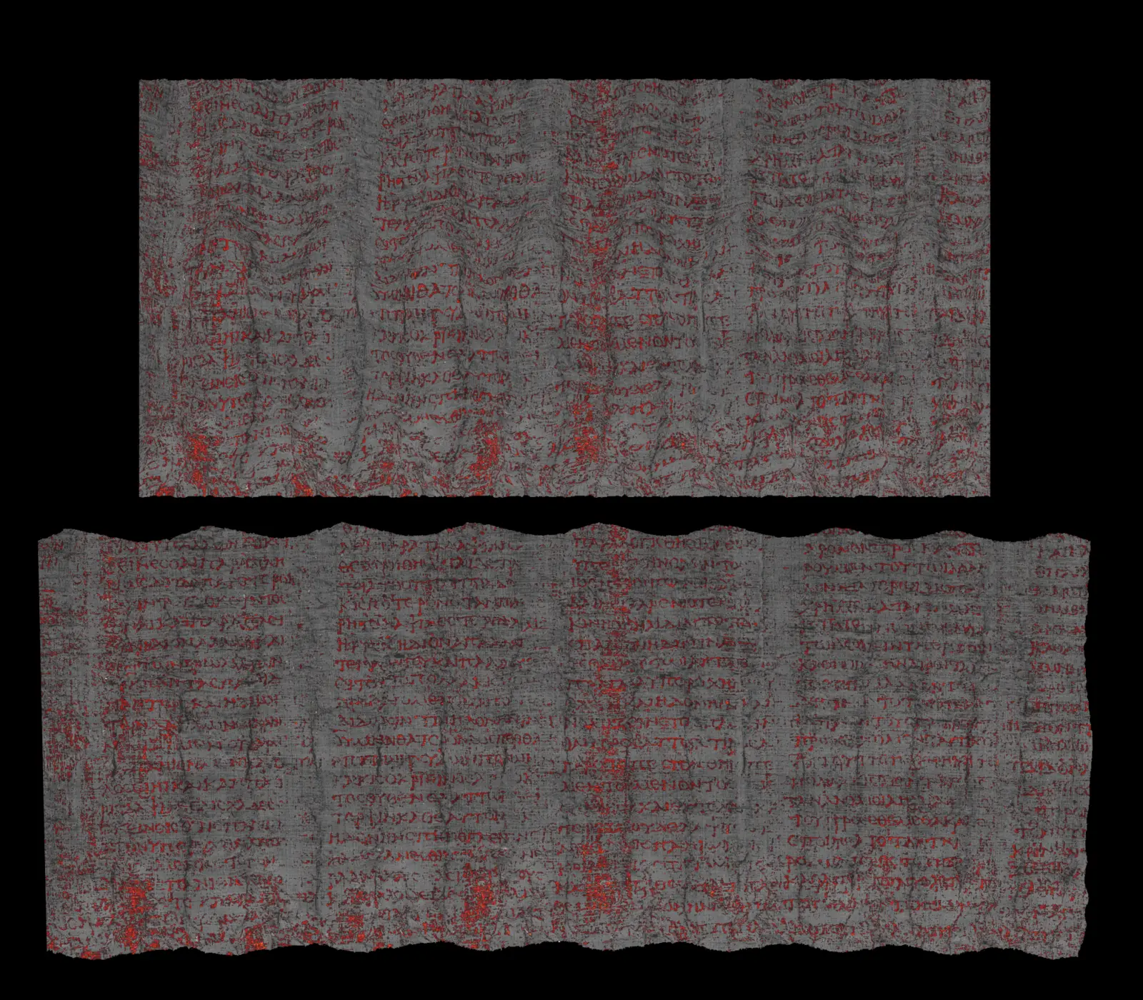 VC3D preview of 3D ink recovery on a segment before and after flattening
